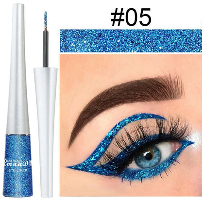 Glitter Liquid Eyeliner Pearlescent Diamond Eyeshadow 16 Color Sequins Blue Silver Pink Rose Gold Mini Fine Brush Eyeline Makeup