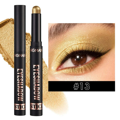 Smoky Dark Blue Eyeshadow Pencil Stick Waterproof Pearlescent 16 Colors Metallic Glitter Eye Shadow Highlighter Pen Makeup Tool