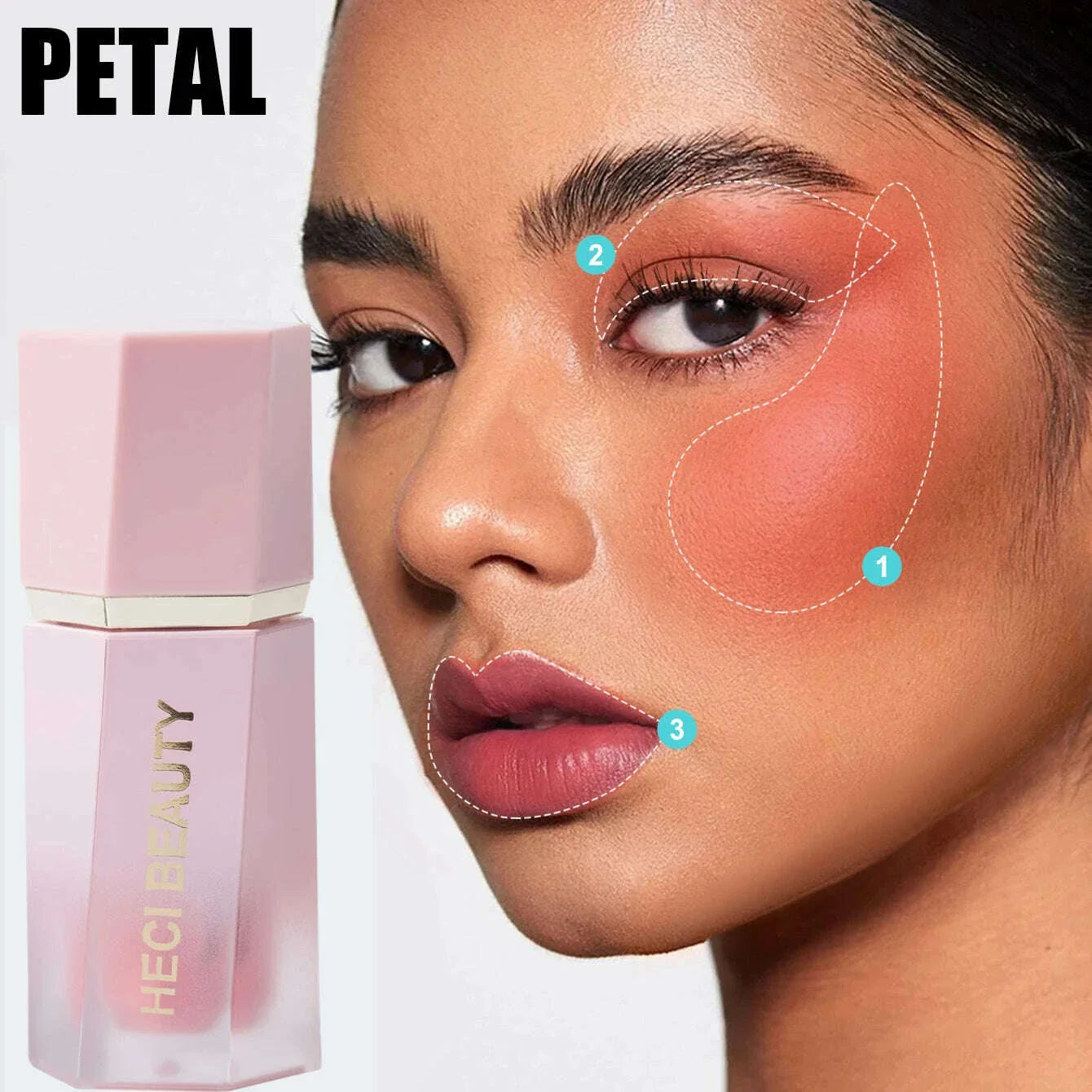 3PCS 2-in-1 Liquid Blush Set,  Cheek&Lip Tint, Buildable Color Hypoallergenic Blush, Dewy Cream Blush Girls Must Have Makeup Set