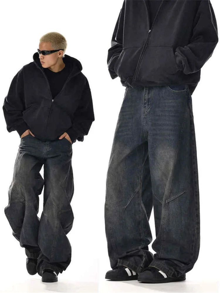 Y2K Men's Baggy Jeans Unisex Trendy Casual Wide-Leg Denim Pants High Street Quality American Style Streetwear Oversize Trousers