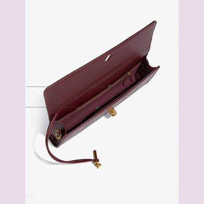 Burgundy bag cherry red envelope wine red envelope upscale new handbag European and American fashion crocodile flip hand organ b