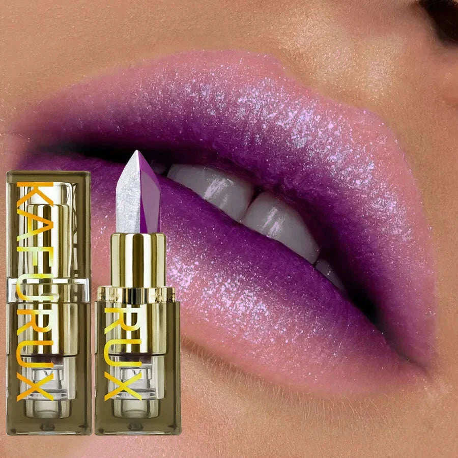 6 Color  Glitter Two-tone Lipstick Purple Black Matte1pc Lipsticks Cosmetics Easy to use Lip Tint Makeup Lip Beauty Red Pigment