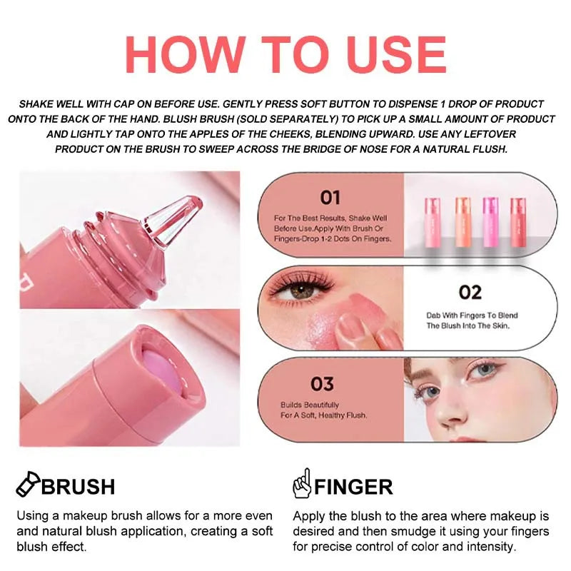 PAGE VINE Liquid Blush Longlasting Velvet Ink Blusher Brightening Natural Rouge Multi-Purpose Matte Lipstick Eyeshadow Makeup