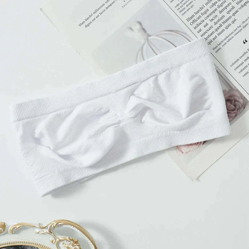 Women's Sexy Strapless Crop Top Summer Breathable Bra Mesh Bandeau Brassiere Invisible Unlined Chest Wraps Lady Tube Tops ﻿