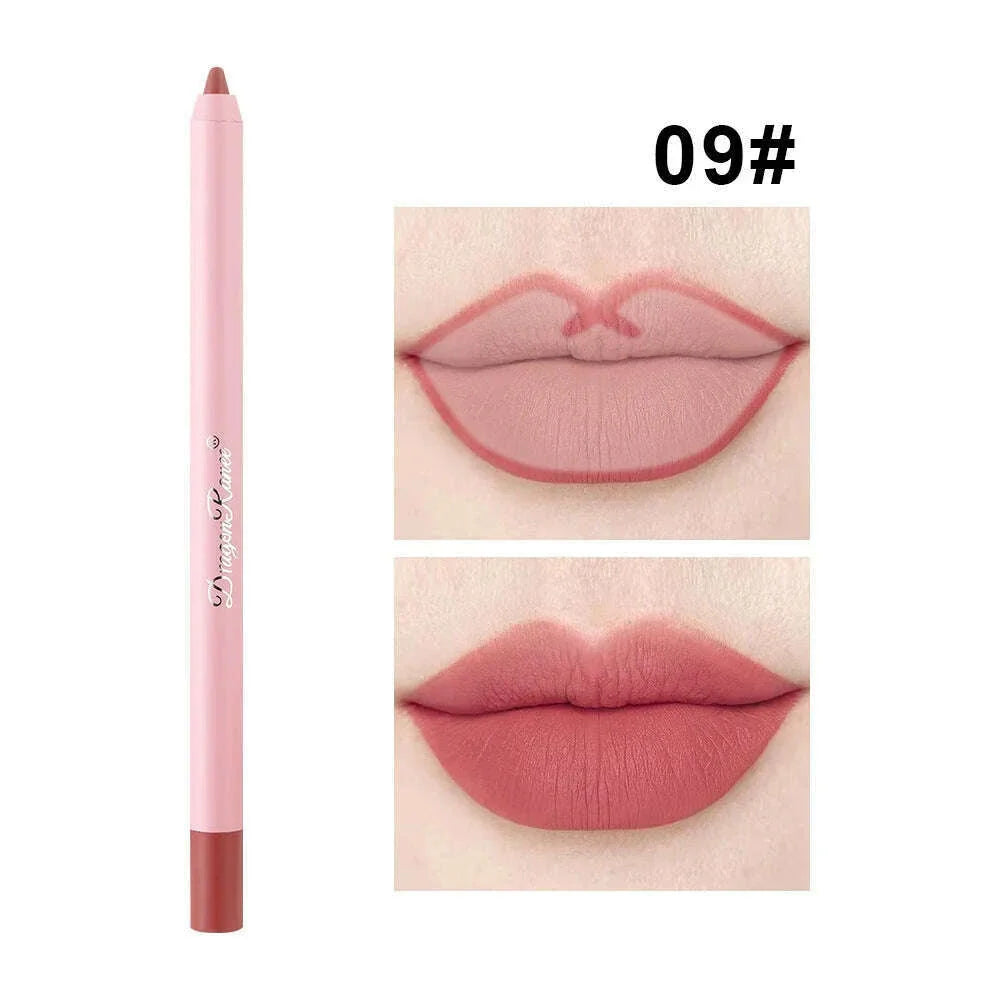 12 Colors Nude Matte Lipstick Pen Lip Liner Pencil Waterproof Long Lasting Lipgloss Plum Pink Plump Lip Stain Korean Cosmetics