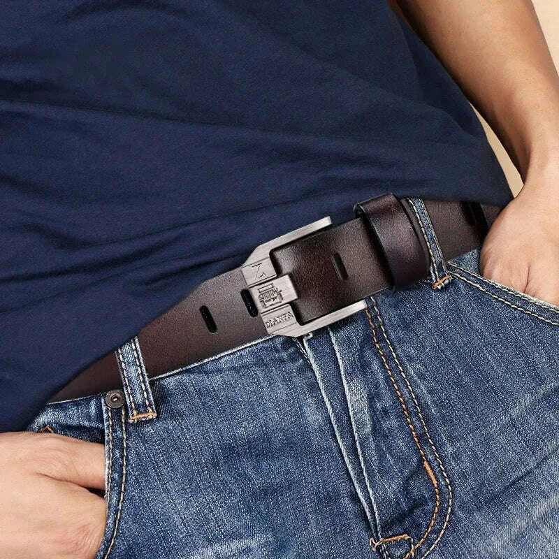 Premium Mens Genuine Leather Belt - Durable & Versatile for Work or Business - Stylish Everyday Accessory