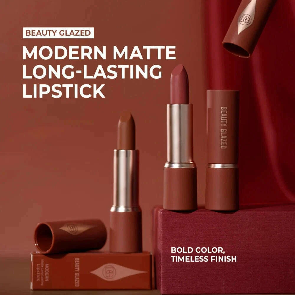 Barely Matte Cocoa Lipstick Creamy Texture Nourishing Care Long Lasting Waterproof  All Skin Types Brown Hue Matte Lipstick