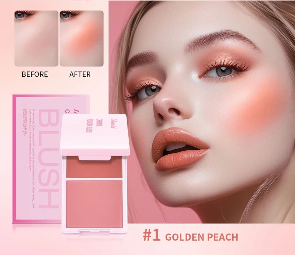 2in1 Cream & Powder Blush Matte Dewy Rosy Blush Makeup Pan Long-lasting Wearing High Pigment Natural Matte Blush Palette