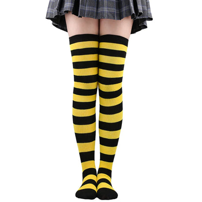 Wide Striped Stockings Women Over Knee High Long Socks Christmas Halloween Cosplay Anime Performance Party Gifts Socks Colorful