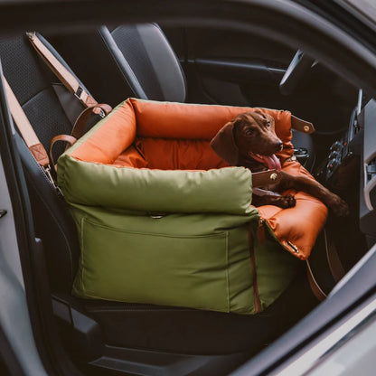 Pet Outing Lathe Luxury Faux Leather Dog Car Seat/Cat Car Bed/Booster Bed Pet Booster Car Seat Dog Cat Travel Seat
