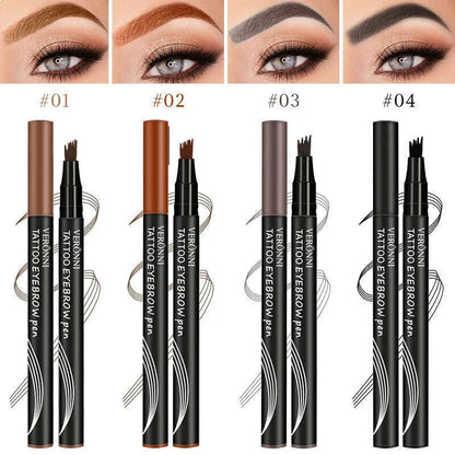 4D Waterproof 4Part Liquid Eyebrow Pencil Makeup, Natural and Wild Eyebrow Pencil Long Lasting Contouring Eyebrow Makeup Tool