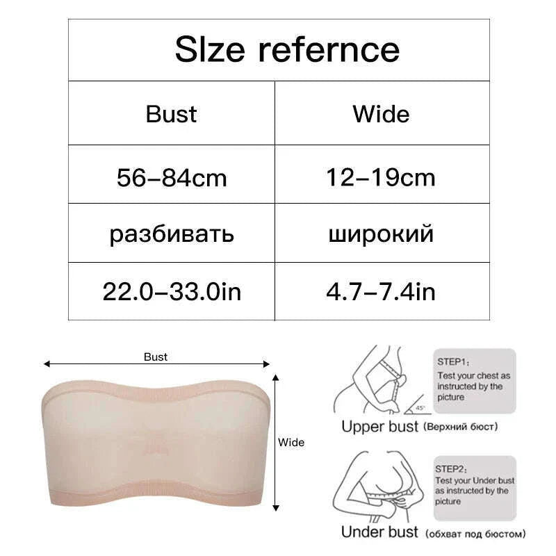 Women's Sexy Strapless Crop Top Summer Breathable Bra Mesh Bandeau Brassiere Invisible Unlined Chest Wraps Lady Tube Tops ﻿