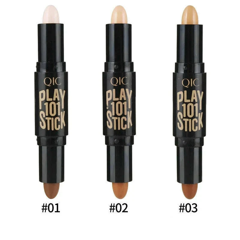 QIC Double-headed Concealer Stick Three-dimensional Repair Volume Brighten Face Highlight Concealer Pen Color Repair Makeup