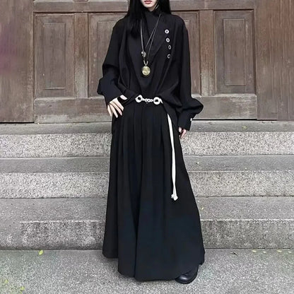 Gothic Dark Y2k Skirt Pants Genderless Japanese Harajuku Casual Outdoor Culottes Wide-Leg Pant Men'S Clothing Unisex (No String)