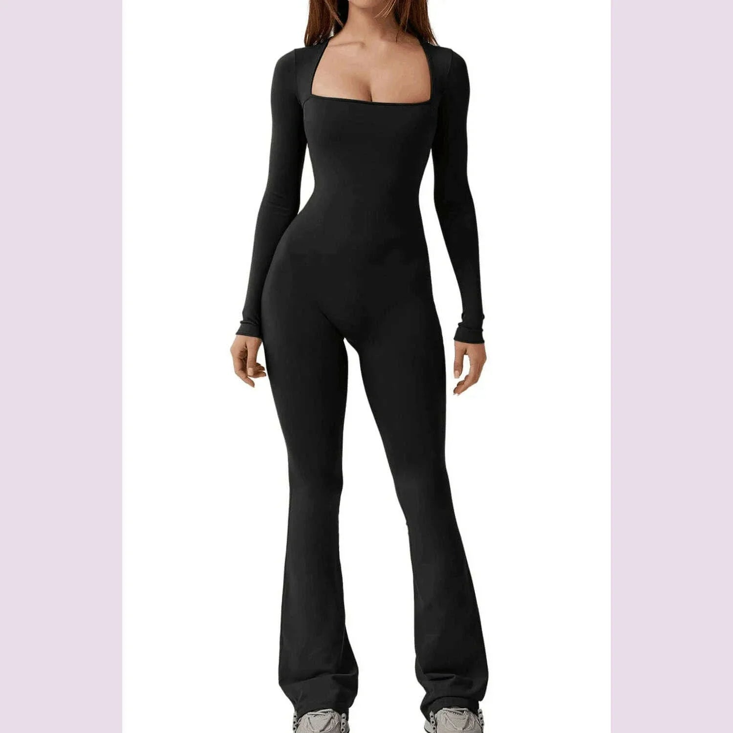 New Popular Women Wide Leg Yoga Bodysuit Outfit One Piece Gym Fitness High Quality Sport Long Sleeve Plus Size Jumpsuit