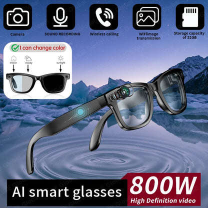 LIGE Smart Glasses Take Pictures 800W Video Recording Bluetooth Music Call AI Q&A Intelligent Translation Waterproof Sunglasses