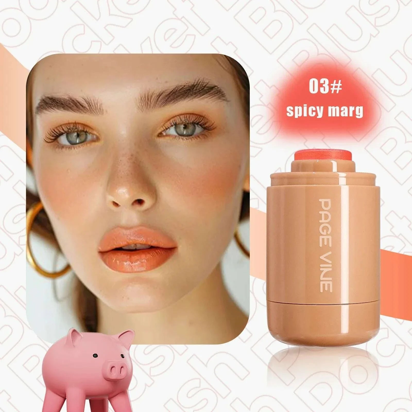 PAGE VINE Pocket Blush Stick Lip And Cheek Hydrating Stick Natural Rouge Powder Blush Cream Lipstick Cheek Easy To Apply Color