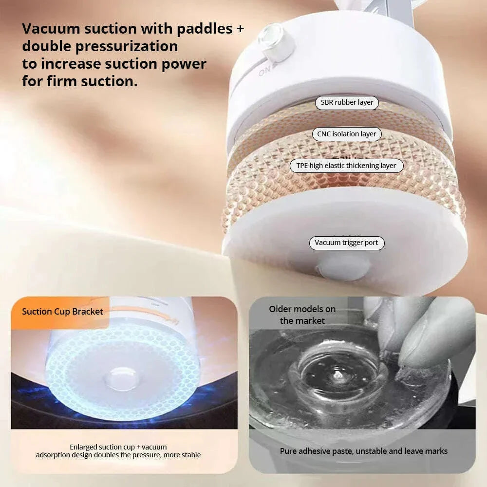 Bonola Mobile Phone Vacuum Suction Cup Holder Foldable for iPhone/ Android Kitchen Lazy Vacuum Double Sided Magnetic Bracket