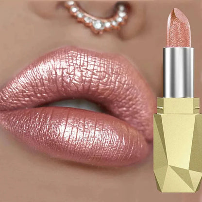 1PC  Metallic Lipstick Longlasting Glitter Lip Glaze  Waterproof Moisturize Red Luminous liptint Shimmer Shiny Lipgloss Makeup