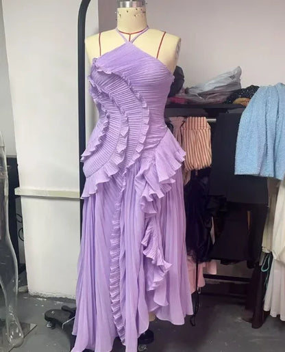 Sexy Slit Evening Dresses for Women with Folds A Line Homecoming Party Dresses Prom Dress Elegant Purple Evening gown 2025 NEW
