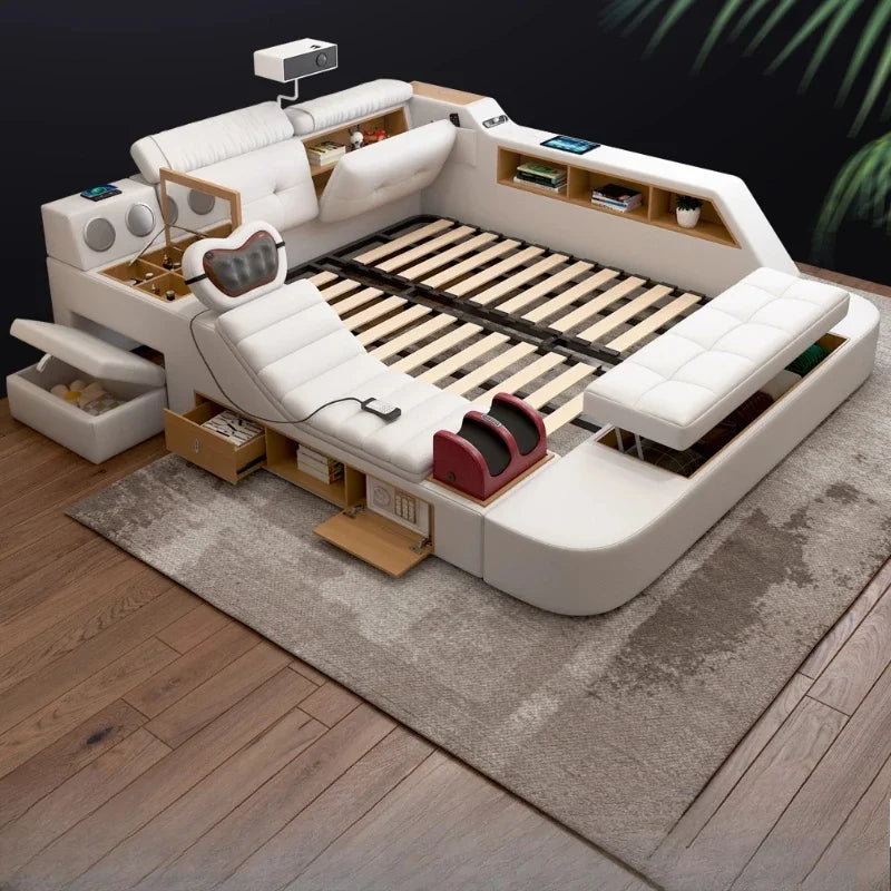 Luxury Storage Double Bed Modern Massager King Size Cameras Multifunctional Twin House Matrimoniale Bedroom Furniture