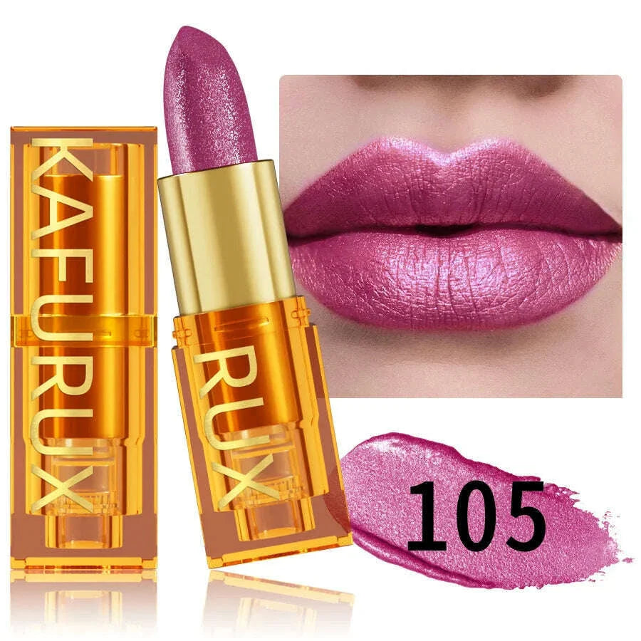 16 colors Bold& Intense Glitter Shiny Metallic Lipstick Pearlescent Lip Tint, Long lasting Lip Makeup Gifts for Women Cosmetics