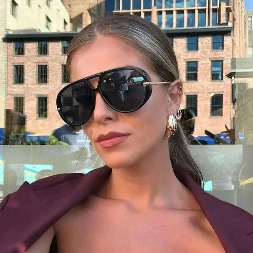 Luxury Brand Designer Oversized Pilot Sunglasses Women For Men 2025 Popular Vintage Sun Glasses Punk Double Bridge Eyeglasses