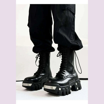 2025 Winter New Thick-soled High-top Locomotive Bulldozer Boots Men