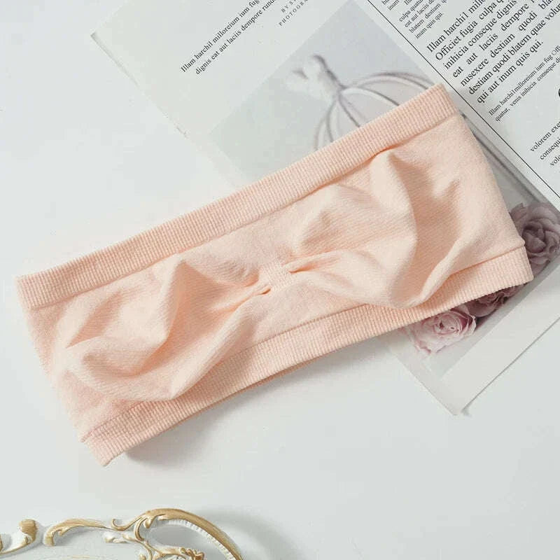 Women's Sexy Strapless Crop Top Summer Breathable Bra Mesh Bandeau Brassiere Invisible Unlined Chest Wraps Lady Tube Tops ﻿