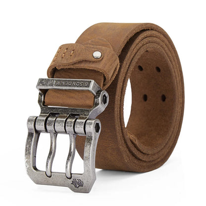 BISON DENIM Genuine Leather Belt For Men High Quality Buckle Jeans Casual Belts Vintage Business Cowboy Waistband Free Shipping