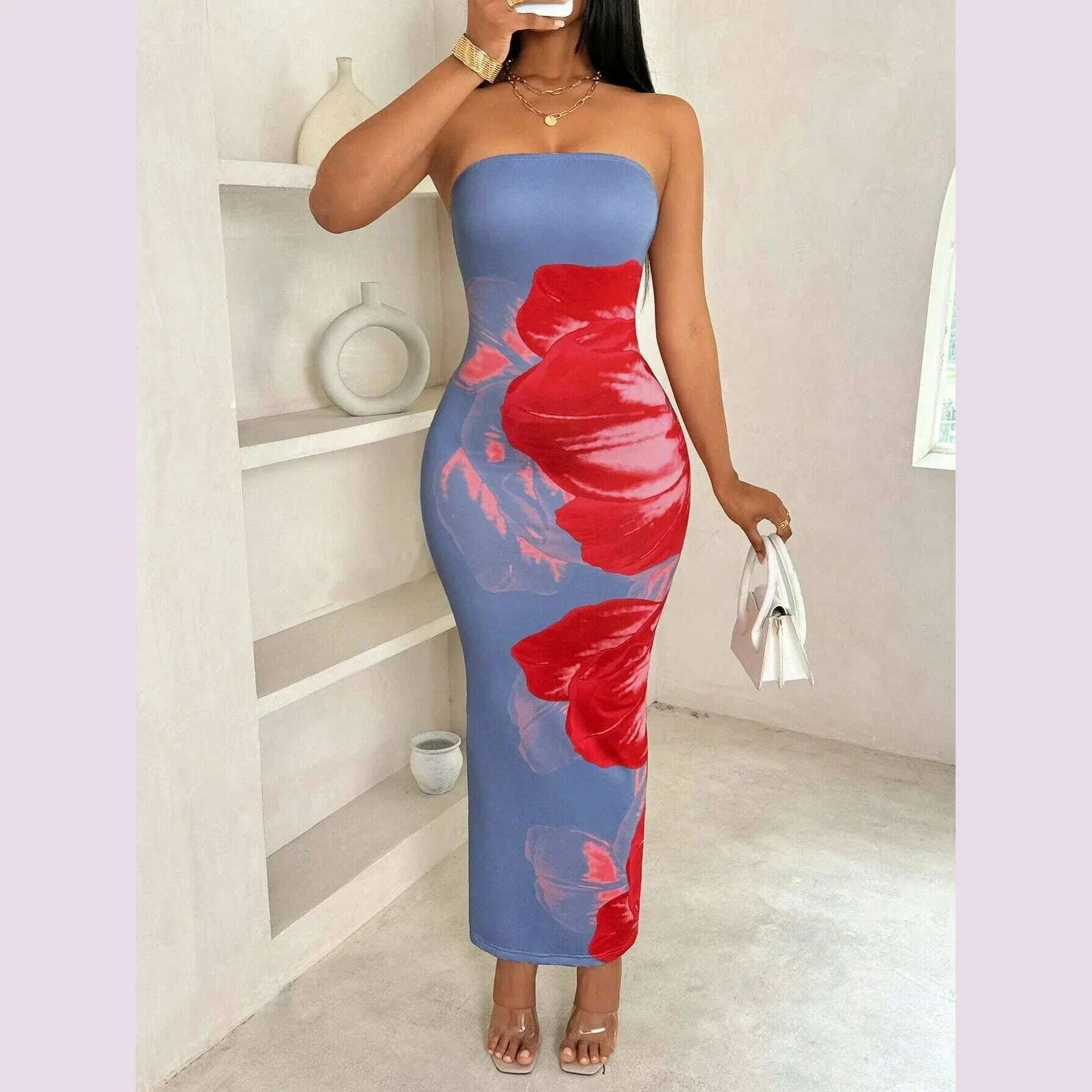 New Women's Dresses Summer Vintage Strap Casual Slim Elegant Evening Sleeveless Night Ruffles Sexy Maxi Long Dress Vestidos Sexy