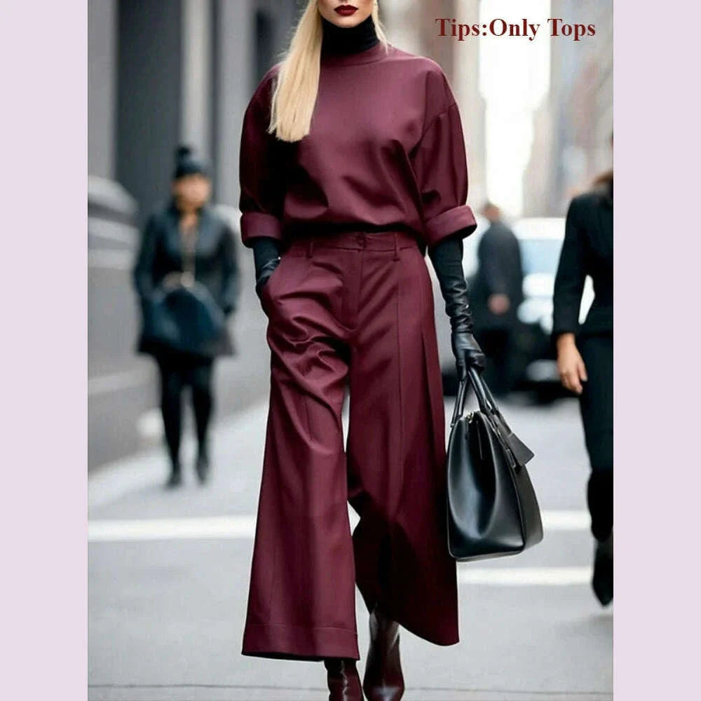 Freeacy 2025 New Women's Tops Burgundy Round Neck Half Sleeves Loose Fit T-shirt Spring and Summer Casual Streetwear Shirts