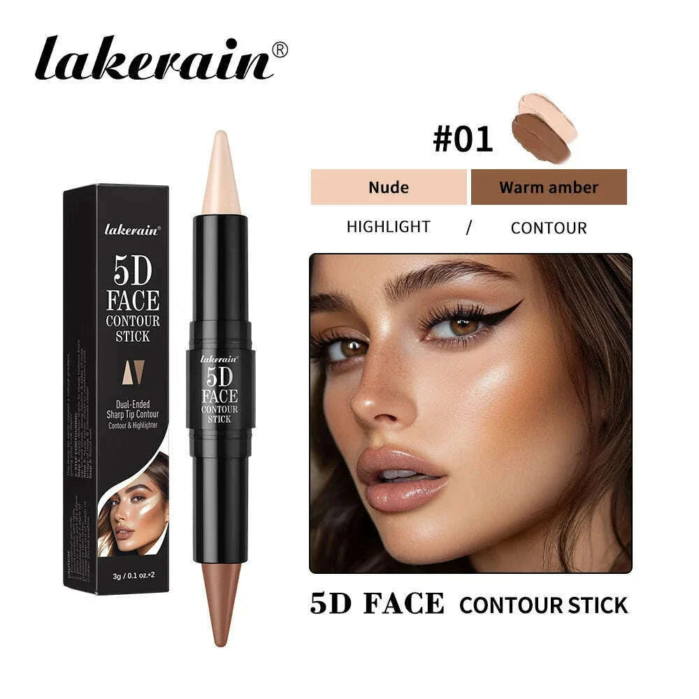 Double Head Highlight Pen Highlighter For High Nose Bridge Shadow V Face Foundation Contour Makeup Concealer Stick Cosmetics