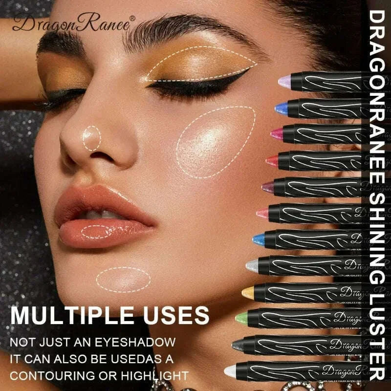 Shiny Pearlescent Highlighter Eyeshadow Pencil Waterproof Lasting Glitter Eyeliner Gel Pen Makeup Lying Silkworm Eyeshadow Pen