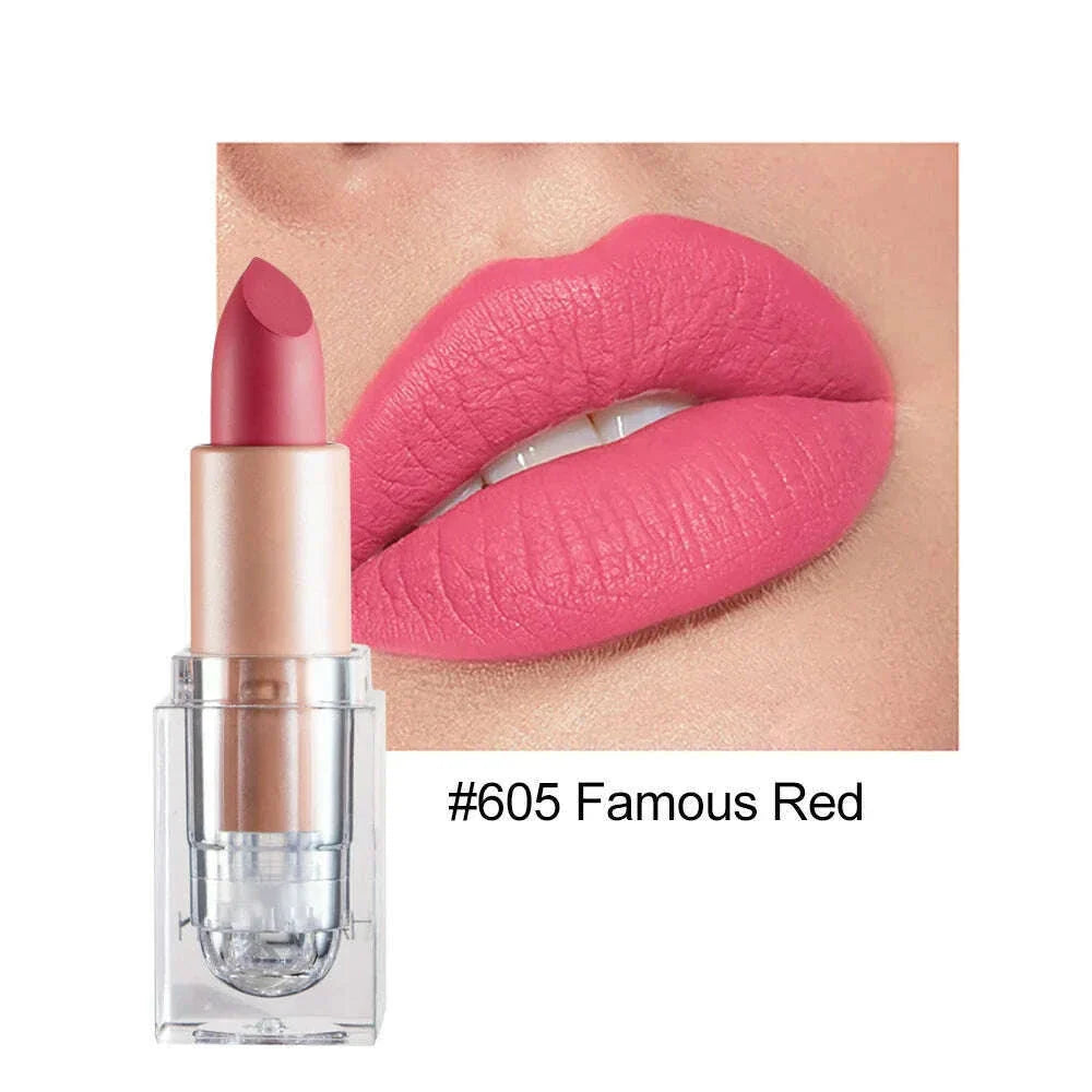 Handaiyan 12 Colors Matte Waterproof Velvet Nude Lipstick Sexy Red Brown Pigments Makeup Long Lasting Profissional