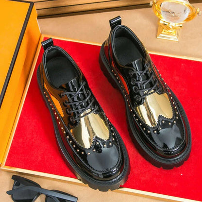 Men Casual Office Business Formal Oxford Thick Bottom Dress Shoes Men Gentleman Outdoor Patent Leather Wedding Shoes Fashion