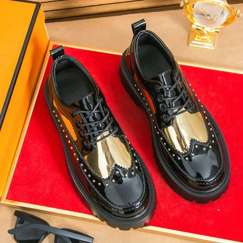 Men Casual Office Business Formal Oxford Thick Bottom Dress Shoes Men Gentleman Outdoor Patent Leather Wedding Shoes Fashion