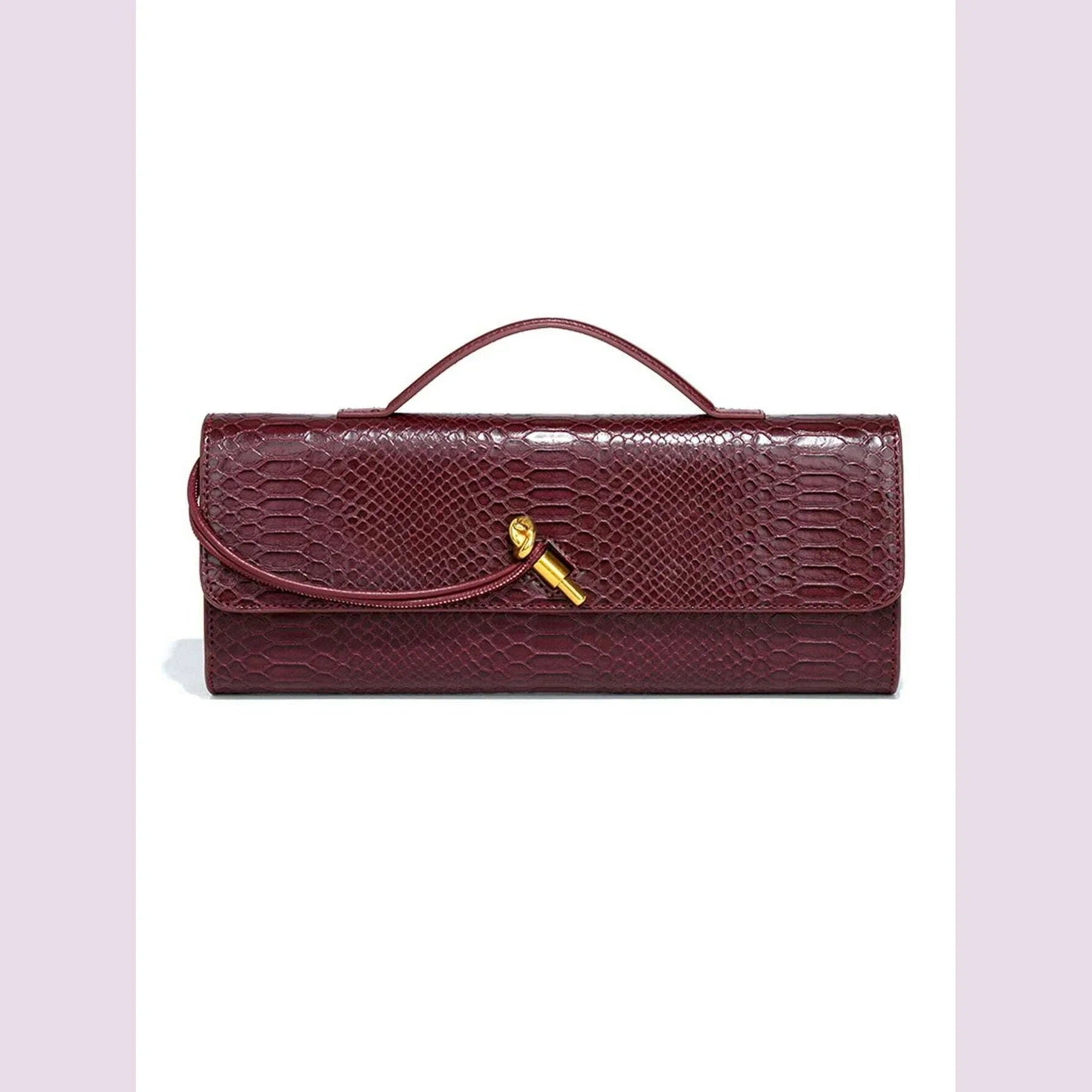Burgundy bag cherry red envelope wine red envelope upscale new handbag European and American fashion crocodile flip hand organ b