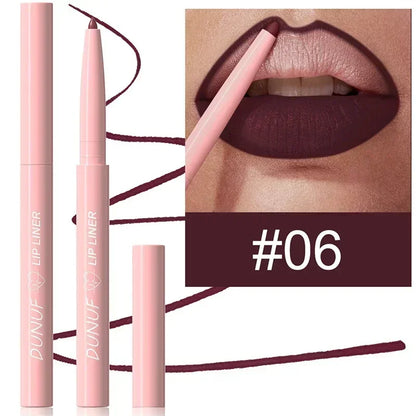 Waterproof Matte Lipliner Pencil Red Contour Tint Lipstick Long Lasting Non-stick Cup Moisturising Lips Makeup 12 Colors