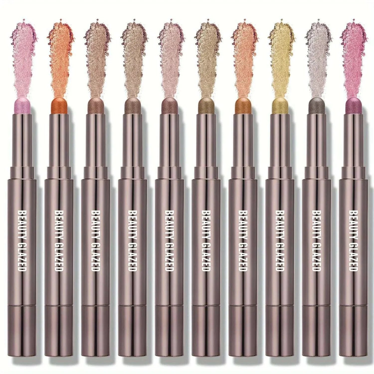 BEAUTY GLAZED 10 Colors Eyeshadow Stick Long-lasting Waterproof Eyeshadow Pen with Double Head Brush Matte and Shimmer Shade