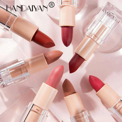 Handaiyan 12 Colors Matte Waterproof Velvet Nude Lipstick Sexy Red Brown Pigments Makeup Long Lasting Profissional