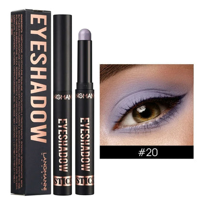 Smoky Dark Blue Eyeshadow Pencil Stick Waterproof Pearlescent 16 Colors Metallic Glitter Eye Shadow Highlighter Pen Makeup Tool