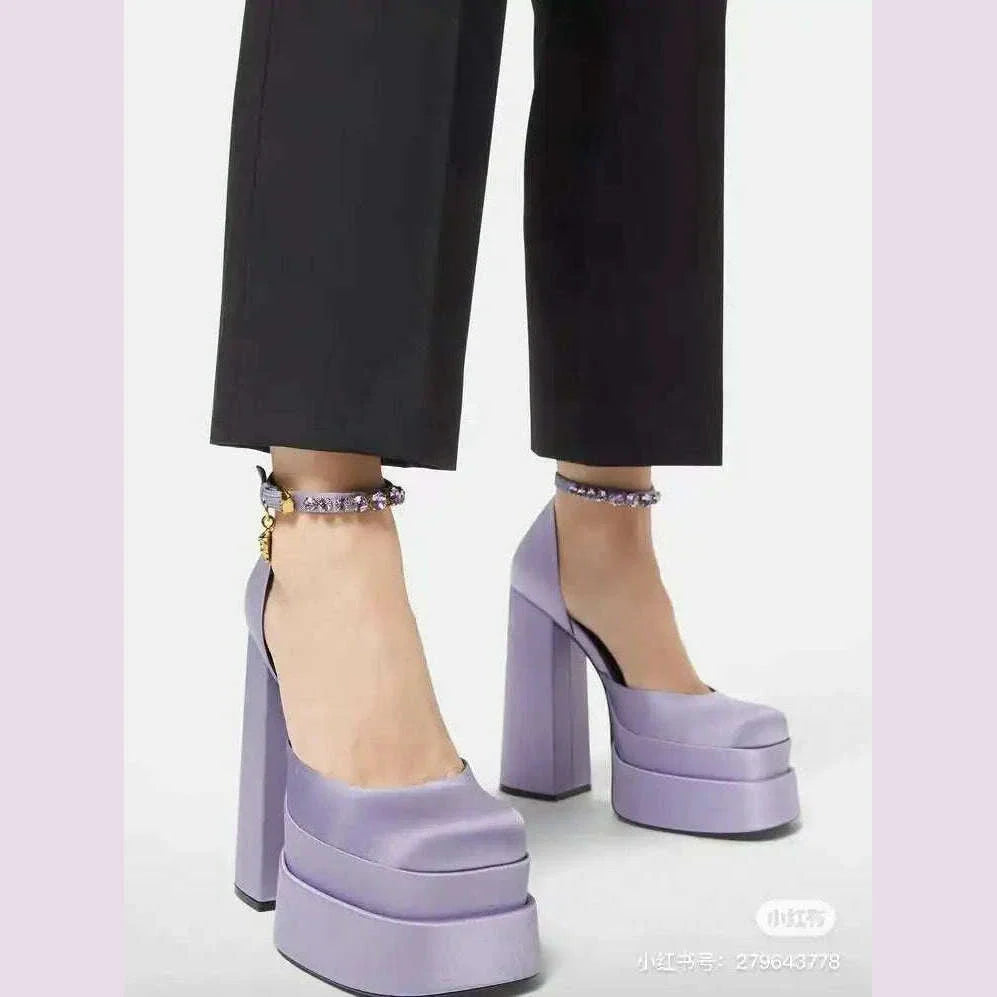 New Fashion Women Pumps Retro Mary Janes Chunky Heels Sandals Spring Platform Dress Party Wedding Basic Shoes Woman Big Size