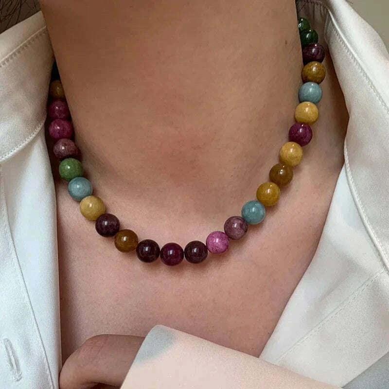 100% Natural Colorful Tourmaline Stone 14K Gold Filled Female Beads Chain Necklace Jewelry For Women Birthday Gifts Cheap