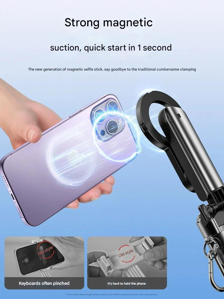 4-in-1 Multi-function Selfie Stick with Wireless Remote Control | Magnetic, Cell Phone Clip Dual Combination, 360° Rotation