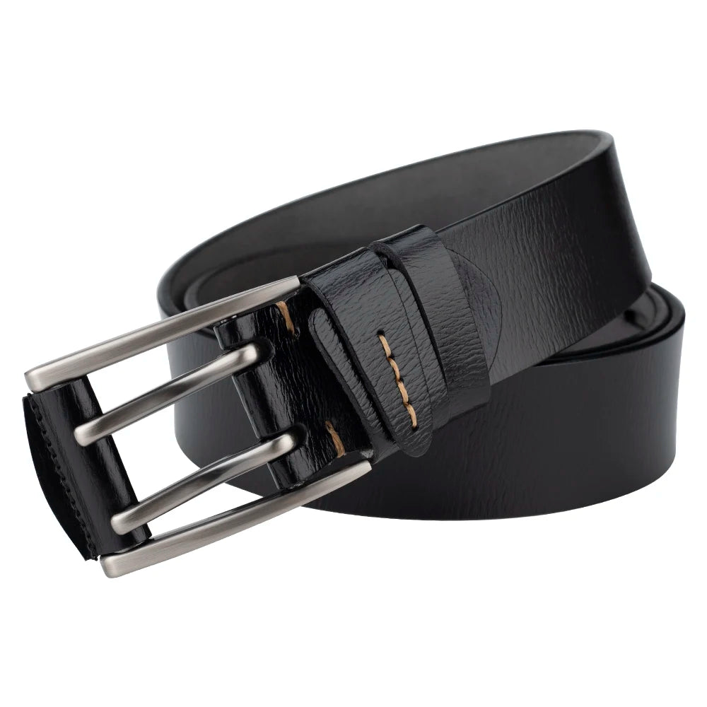 Men's Double Pin Buckle Genuine Leather Belt Casual 4.1cm