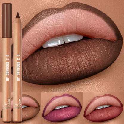 Nude Brown Lipliner Pen Wooden Matte Lip Liner Waterproof Lipstick Pencil Easy To Wear Non-stick Cup Lip Contouring Pen Cosmetic