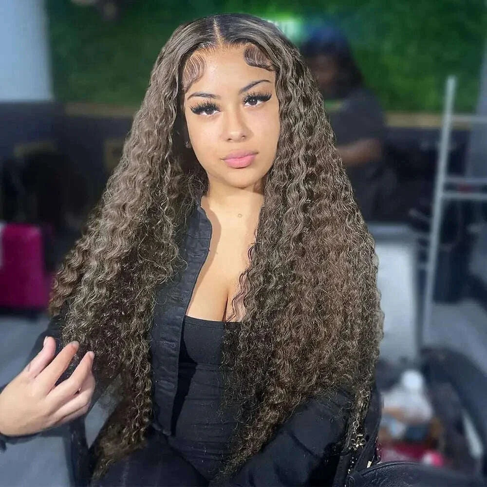 Soft 26Inch Long Glueless Ombre Blond Kinky Curly 180Density Lace Front Wig For Black  Women With Baby Hair Preplucked Daily