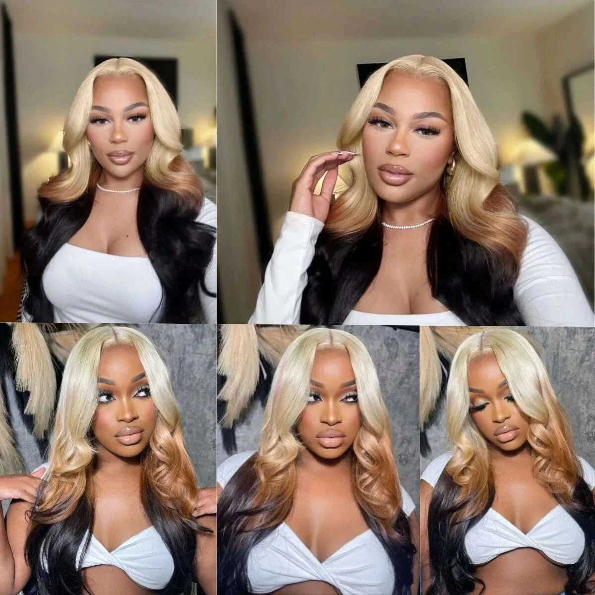 OmBre Blonde Lace Front Wigs For Women Synthetic 13X4 Lace Frontal Wigs Pre Plucked Hairline With Baby Hair Wig 200% Density