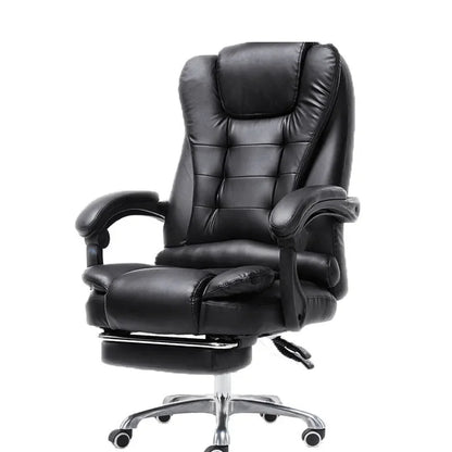 A Office Furniture Massage Soft Ergonomic Executive Recliner High Back Chairs Black Pu Leather Office Chair with Footrest